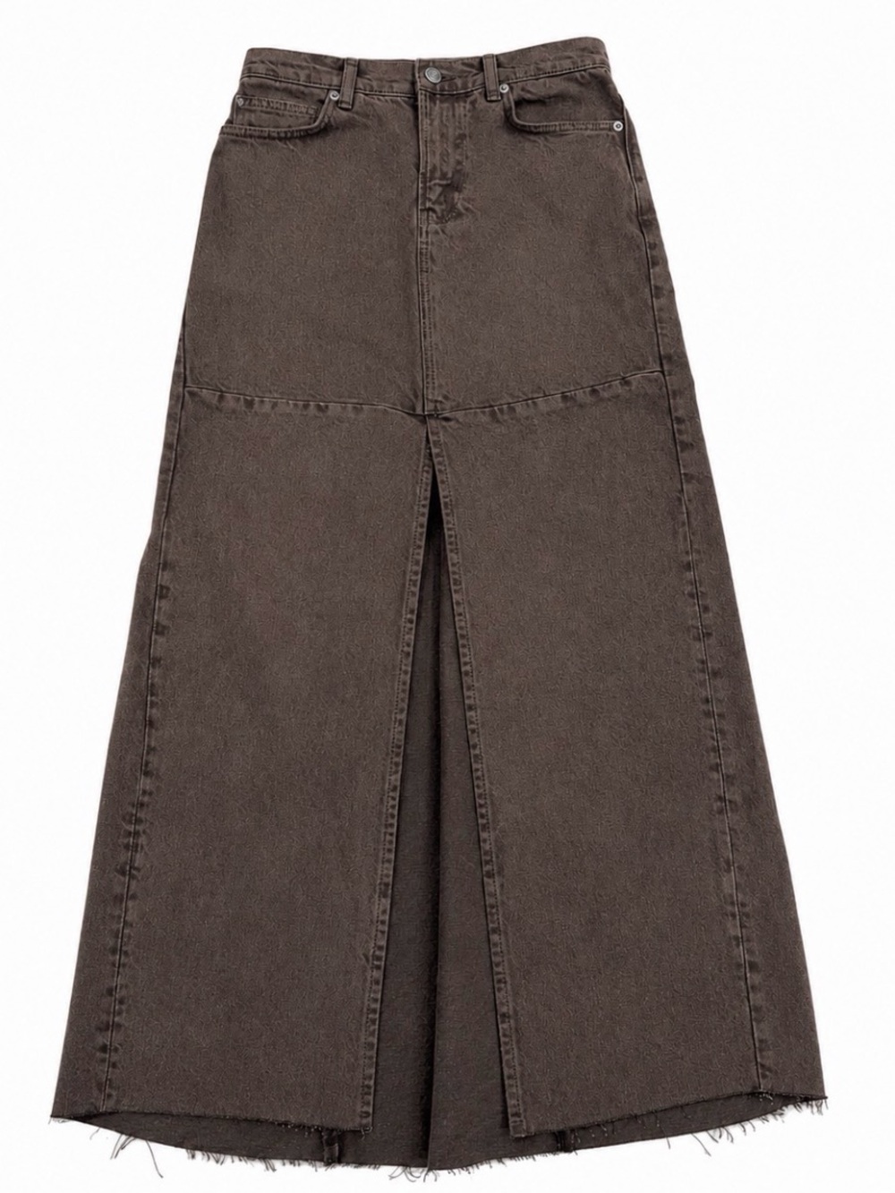 Reformation Tazz Maxi Denim Skirt 25 Vintage Espresso Brown Front Slit Boho - Picture 2 of 10